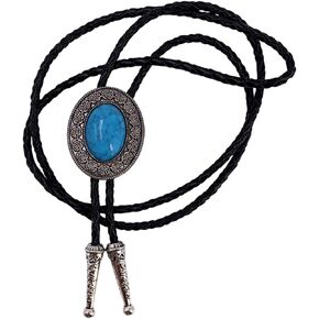 Bolo tie Turquoise Stone Retro Native American Genuine Leather neckties for Men