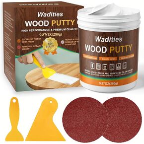 White Wood Filler, White Wood Putty, Paintable Stainable Wood Repair Putty, 9.87 Ounce Wood Furniture Repair kit, Quickly Repair Wood Cracks and Holes on Wooden Floor Furniture (White)