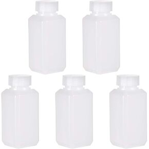 uxcell Plastic Lab Chemical Reagent Bottle, 100ml/ 3.4oz Wide Mouth Sample Sealing Liquid/Solid Storage Bottles, White 5pcs