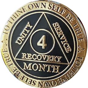 4 Month AA Medallion Elegant Black Gold and Silver Plated 120 Day Chip