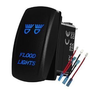 Blue Led Flood Light Rocker Switch 5 Pin ON-Off SPST Toggle Switch for Car Boat Truck RV Trailer Yacht Dashboard Switch Replacement
