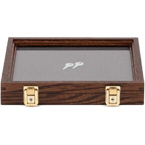 Two Timbers Extra Small Display Case Made in USA with Walnut Finish Wood Box with Glass Top, Arrowheads, Knives, Rocks, Pins, Collectibles, Collections, Medals, Military Coins 4h, Keepsakes