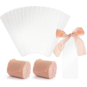 فراغات الإشارات المرجعية من الأكريليك، 60 قطعة من علامات كتاب التسامي مع لفتين من حرير الشيفون، بسيطة وشفافة للحرف اليدوية in Kuwait