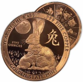 5 oz Chinese calander Year of the Rabbit copper in Capsule