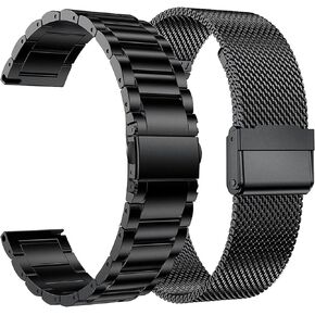 Compatible with Garmin Vivoactive 4 45mm/Venu 2 45mm Replacement 22mm Strap Band, Milanese and Stainless Steel Metal Strap for Forerunner 745/265/255/255 Music 46mm