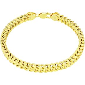 Nuragold 10k Yellow Gold 6mm Franco Chain Box Square Wheat Bracelet, Mens Jewelry 7.5" 8" 8.5" 9"