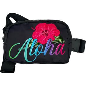 Aloha Unisex Mini Belt Bag with Adjustable Strap Aloha Fanny Pack for Workout Running Traveling Hiking TSA Approved Bag - Aloha Hawaii Ohana
