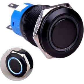 Latching Push Button Switch 1NO1NC Black Metal Shell for 19mm 3/4" with 12V Red LED Light