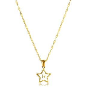 Star Initial Necklace for Women,14K Gold Plated Necklace Personalized Name Necklace for Women A-Z Alphabet Letter Necklaces Jewelry Gift