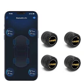 Wireless Tire Pressure Monitoring System with 4 External Sensors, 5 Alarm Mode, Real-time Displays Pressure and Temperature, Bluetooth 5.0 TPMS, Supports Android and iOS