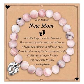 New Mom Gifts for Women,Pregnancy Gifts for Moms Gift,New Mom Mothers Day Jewelry New Mom Bracelet for Mommy To Be (Pink)