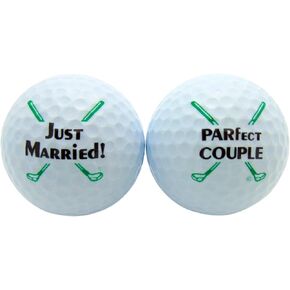 Just Married Newleywed Golf Balls Gift Boxed Two Ball Set