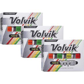 Volvik New Vivid 3-Piece High Visibility Premium Matte Finish Color Golf Balls 3 Dozen (36 Balls) Bundle Gift Set