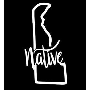 Delaware Native Vinyl Decal | White | Made in USA by Foxtail Decals | for Car Windows, Tablets, Laptops, Water Bottles, etc. | 2.3 x 4.5 inch