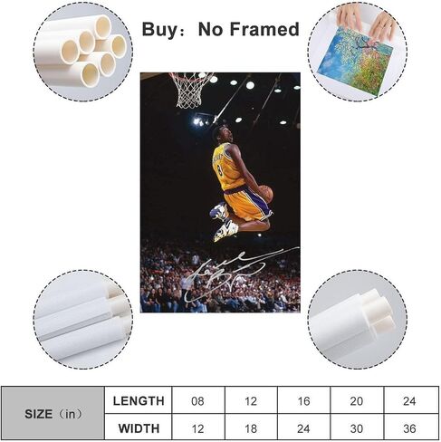 Kobe Bryant Poster Wall Art Canvas Print Poster Home Bathroom Bedroom Office Living Room Decor Canvas Poster Unframe:12x18inch(30x45cm) in Kuwait