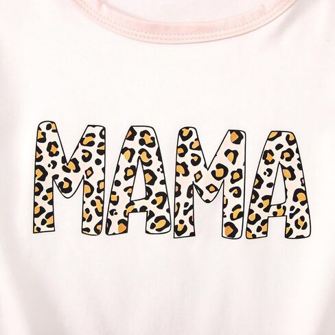 SOFEON Toddler Baby Girls Outfits Mama T-shirt Leopard Summer Shorts Set 2Pcs Kid Mothers Day Shirts Ruffle Sleeve Tee Top in Saudi Arabia
