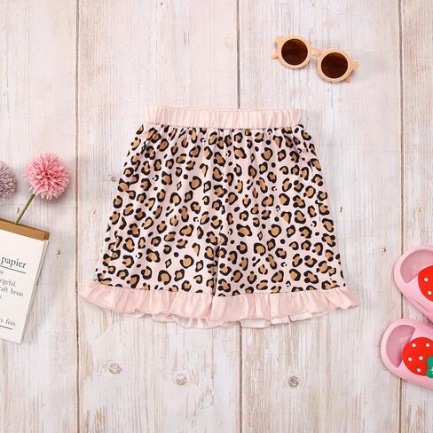 SOFEON Toddler Baby Girls Outfits Mama T-shirt Leopard Summer Shorts Set 2Pcs Kid Mothers Day Shirts Ruffle Sleeve Tee Top in Saudi Arabia