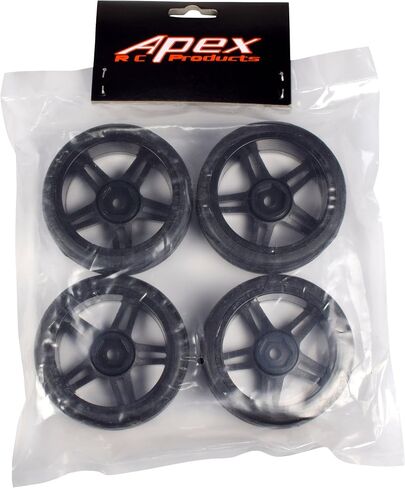 منتجات Apex RC 1/10 على الطريق 12 مم أسود سبليت 5 عجلات مطاطية على شكل حرف V (مجموعة من 4) #5001 in Saudi Arabia