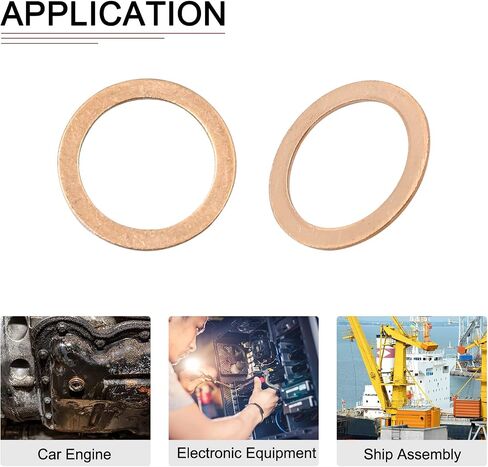 22mmx30mmx1mm(IDxODxT) Flat Copper Sealing Washers - 10Pack - Good for Industrial Machinery M22 Screws - Copper Flat Ring Gaskets in Saudi Arabia