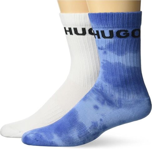 HUGO Men's 2-Pack Smudge Quarter Length Ribbed Socks in Saudi Arabia