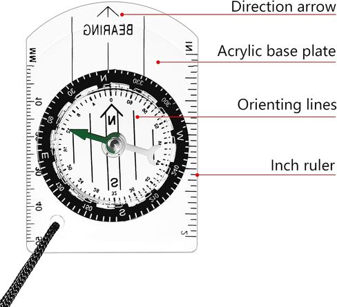 17 Pieces Orienteering Magnetic Compass Adjustable Declination Map Compass Scout Compass for Camping Trip Travelling in Saudi Arabia