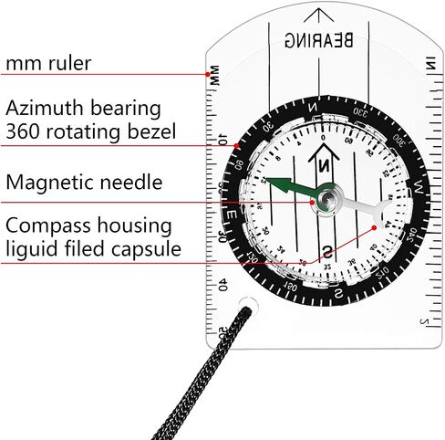 17 Pieces Orienteering Magnetic Compass Adjustable Declination Map Compass Scout Compass for Camping Trip Travelling in Saudi Arabia