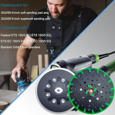 وسادة صنفرة بديلة ناعمة مقاس 6 بوصات لـ Festool ETS 150/3 EQ، ETS 150/5 EQ، ETS EC 150/3 EQ، ETS EC 150/5 EQ آلات الصنفرة ذات المدار العشوائي - عبوة واحدة in Kuwait