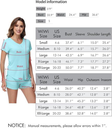 WiWi Pajamas for Women Short Sleeve Top and Shorts Sets Viscose from Bamboo Pj Sleepwear Pajama Set S-XXL in Saudi Arabia