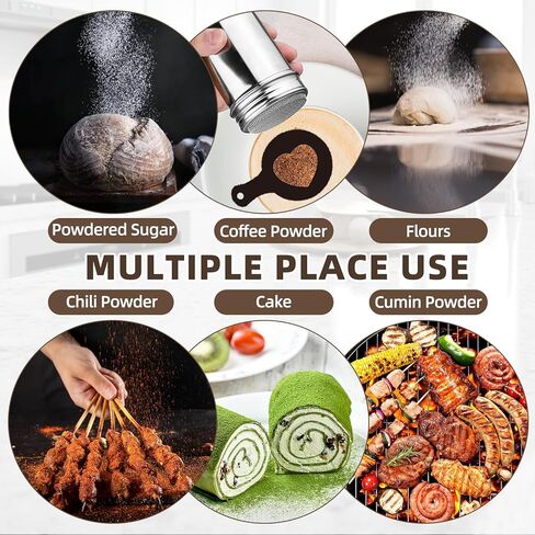 Powder Coffee Shaker Sets with Lid & Mesh,Stainless Steel Shaker and 16 Pieces Coffee Stencils Latte Art,for Cappuccino Cinnamon Cake Bread,Small in Saudi Arabia