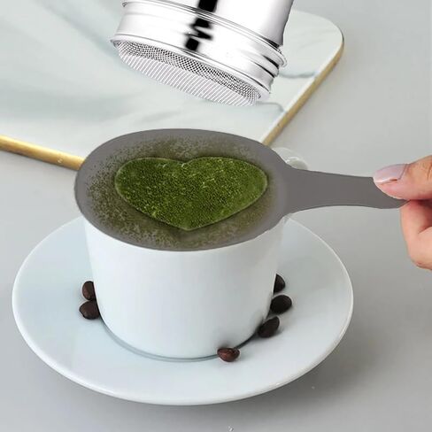 Powder Coffee Shaker Sets with Lid & Mesh,Stainless Steel Shaker and 16 Pieces Coffee Stencils Latte Art,for Cappuccino Cinnamon Cake Bread,Small in Saudi Arabia