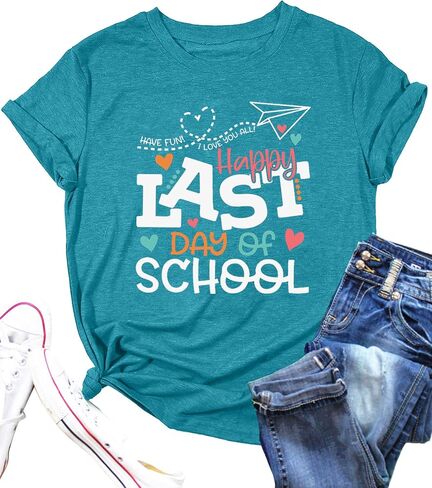 Happy Last Day of School Shirts Women Hello Summer Teacher Life Tops School Graduation Tee Appreciation Gift Blouse in Saudi Arabia