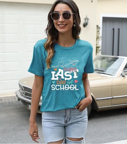 Happy Last Day of School Shirts Women Hello Summer Teacher Life Tops School Graduation Tee Appreciation Gift Blouse in Saudi Arabia