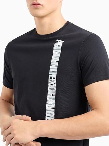 A｜X ARMANI EXCHANGE Men's Regular Fit Cotton Side Logo Print Tee in Saudi Arabia