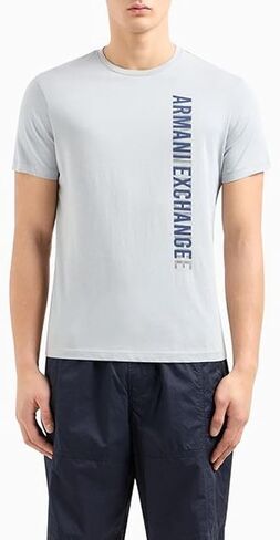 A｜X ARMANI EXCHANGE Men's Regular Fit Cotton Side Logo Print Tee in Saudi Arabia