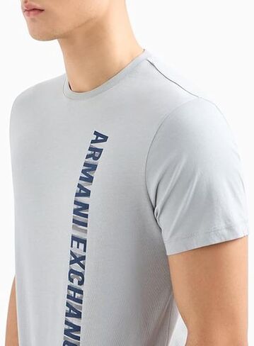 A｜X ARMANI EXCHANGE Men's Regular Fit Cotton Side Logo Print Tee in Saudi Arabia