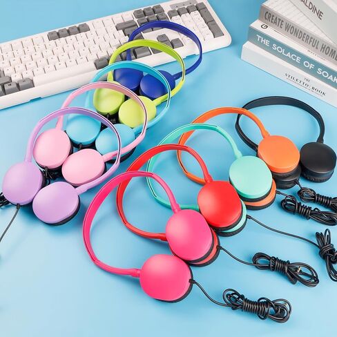 سماعات رأس للأطفال مكونة من 10 قطع لطلاب المدارس في الفصول الدراسية، مجموعة سماعات رأس للبيع بالجملة لأطفال الفصول الدراسية في سن المراهقة والأولاد والبنات (ألوان مختلطة) in Kuwait