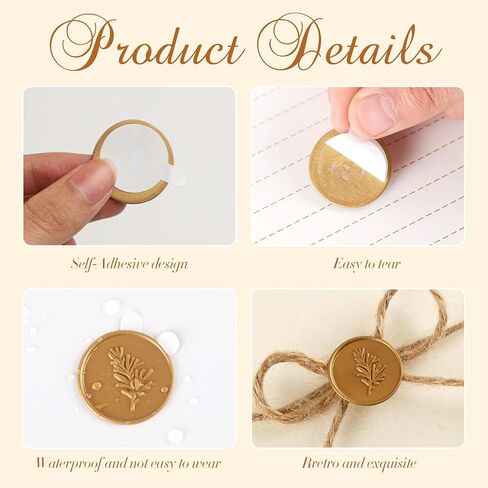 Mingting Wax Seal Stickers, 20 Pack Eucalyptus Wedding Invitation Envelope Seals Stickers Antique Gold Self- Adhesive Wax Stickers for Christmas Birthday Baby Shower Party Essentials Gift Wrapping in Saudi Arabia