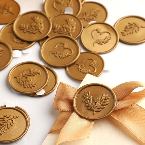 Mingting Wax Seal Stickers, 20 Pack Eucalyptus Wedding Invitation Envelope Seals Stickers Antique Gold Self- Adhesive Wax Stickers for Christmas Birthday Baby Shower Party Essentials Gift Wrapping in Saudi Arabia