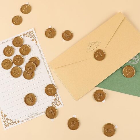 Mingting Wax Seal Stickers, 20 Pack Eucalyptus Wedding Invitation Envelope Seals Stickers Antique Gold Self- Adhesive Wax Stickers for Christmas Birthday Baby Shower Party Essentials Gift Wrapping in Saudi Arabia