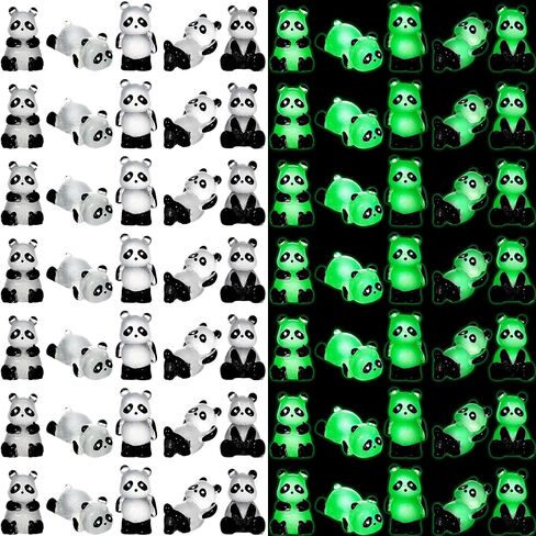 35 Pcs Luminous Mini Panda Figurines Miniature Cute Animals Landscape Decoration Glow in The Dark Mini Resin Animals Figures for DIY Accessories Ornament Craft Party Cake Topper (Classic) in Saudi Arabia