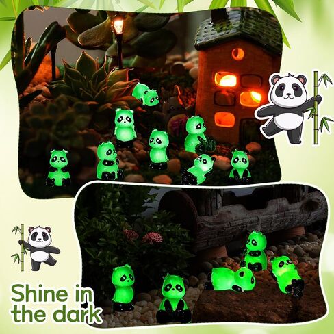 35 Pcs Luminous Mini Panda Figurines Miniature Cute Animals Landscape Decoration Glow in The Dark Mini Resin Animals Figures for DIY Accessories Ornament Craft Party Cake Topper (Classic) in Saudi Arabia