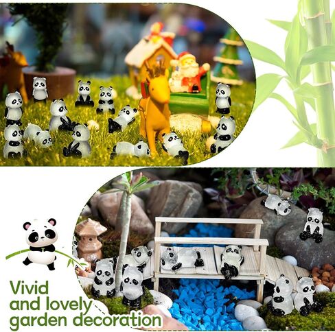 35 Pcs Luminous Mini Panda Figurines Miniature Cute Animals Landscape Decoration Glow in The Dark Mini Resin Animals Figures for DIY Accessories Ornament Craft Party Cake Topper (Classic) in Saudi Arabia