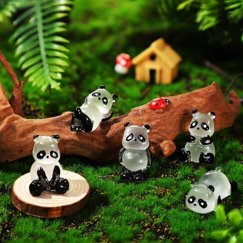 35 Pcs Luminous Mini Panda Figurines Miniature Cute Animals Landscape Decoration Glow in The Dark Mini Resin Animals Figures for DIY Accessories Ornament Craft Party Cake Topper (Classic) in Saudi Arabia