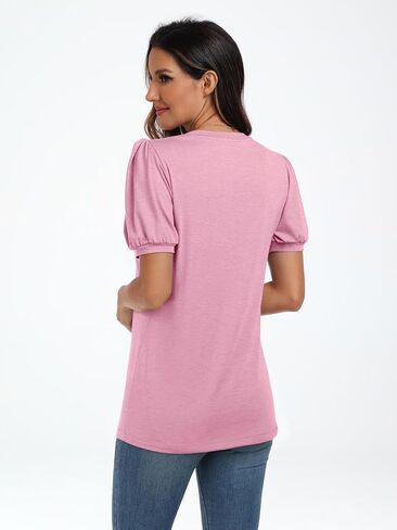AUTOMET Womens Cute Summer Tops Short Sleeve Shirts Puff Dressy Blouses Business Casual Outfits Trendy in Saudi Arabia