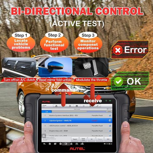 Autel MaxiCheck MX808, Autel Scanner, 2024 Bi-Directional Tool, 2 Year Free Update OBD2 Scanner for All Vehicles All System Diagnostic Tool Bi-Directional Control Same as MaxiCOM MK808 Lite MX900 in Saudi Arabia