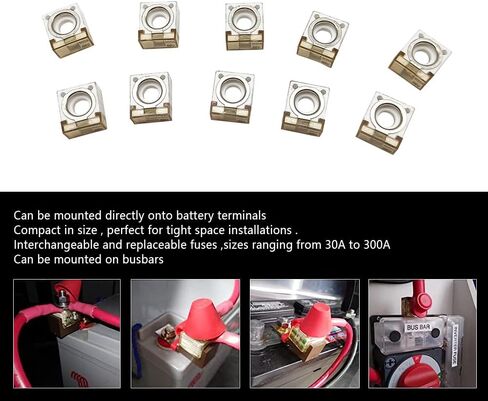 300A 58V MRBF Terminal Fuse Block 10Pcs Hi-Amp Hi-Voltage Rated Battery Fuse for Boat Truck RV Construction Vehicles in Kuwait