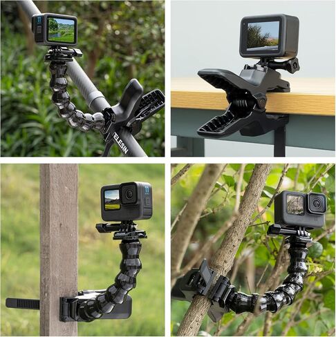TELESIN Jaws Flex Gooseneck Clamp Mount لملحقات الهاتف GoPro Insta360، مشبك حامل الذراع السحري لطاولة المكتب Go Pro Max Hero 12 11 10 9 8 7 6، Insta 360 X3 Ace Pro DJI Action 4 Osmo Pocket 3 in Saudi Arabia