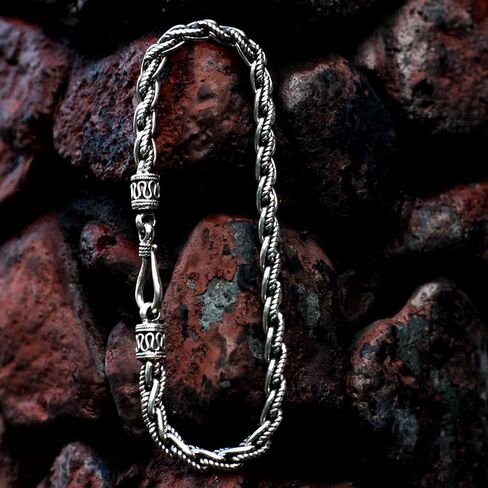 NOVICA Artisan Handmade Men's Sterling Silver Link Bracelet No Stone Chain Indonesia Modern [8.25 in L x 0.2 in W] ' Flowing River' in Saudi Arabia