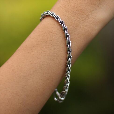 NOVICA Artisan Handmade Men's Sterling Silver Link Bracelet No Stone Chain Indonesia Modern [8.25 in L x 0.2 in W] ' Flowing River' in Saudi Arabia