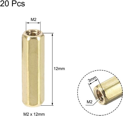 uxcell M2x25mm Female-Female Hex Brass PCB Motherboard Spacer Standoff for FPV Drone Quadcopter, Computer & Circuit Board 20pcs in Saudi Arabia